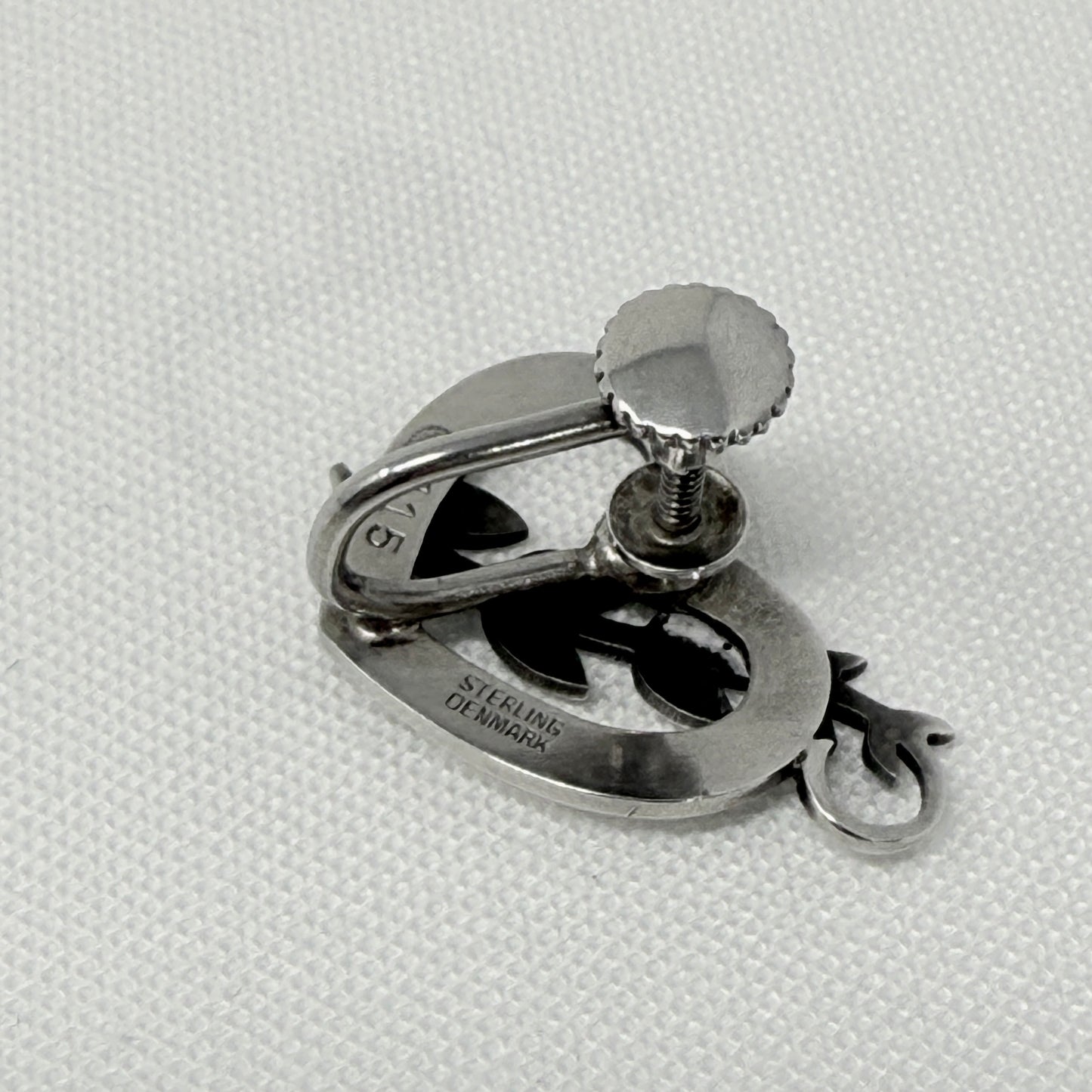 Estate Georg Jensen Sterling Silver Heart Screw back Earrings No 115