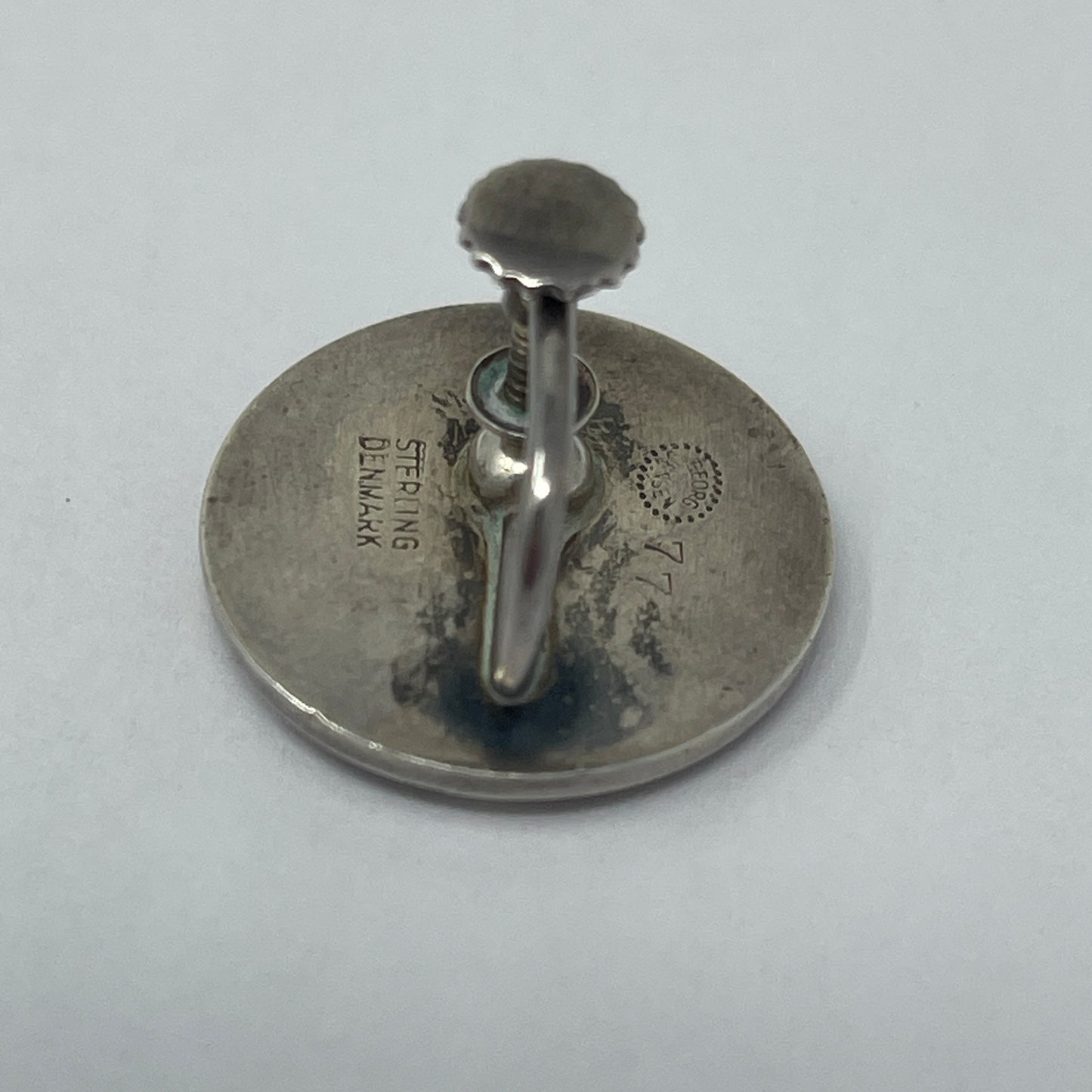 Estate Sterling Silver Art Deco Screw Back Earrings by Georg Jensen No 77