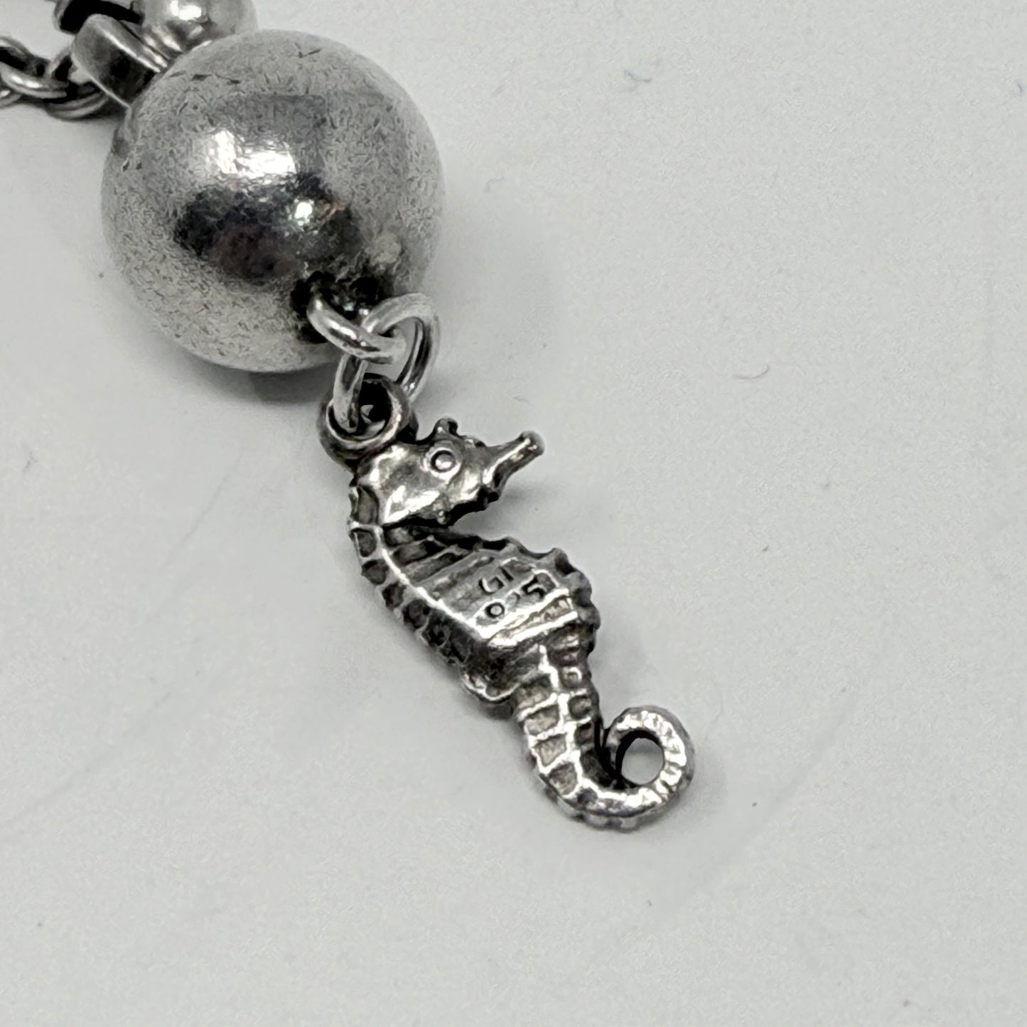 Estate Sterling Silver Georg Jensen Seahorse Keychain by Harald Nielsen No 46