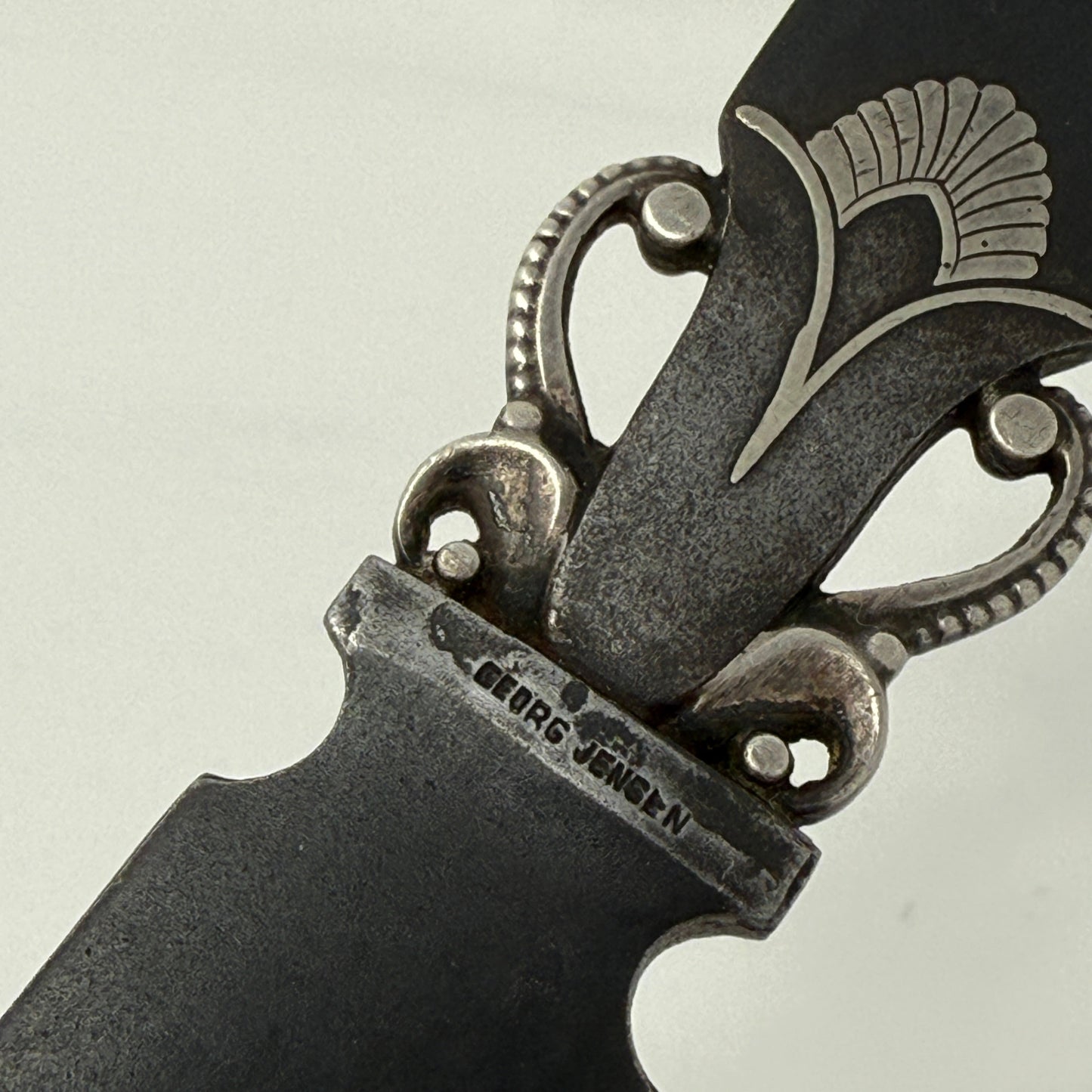 Estate Georg Jensen Iron and Sterling Silver Inlaid Letter Opener