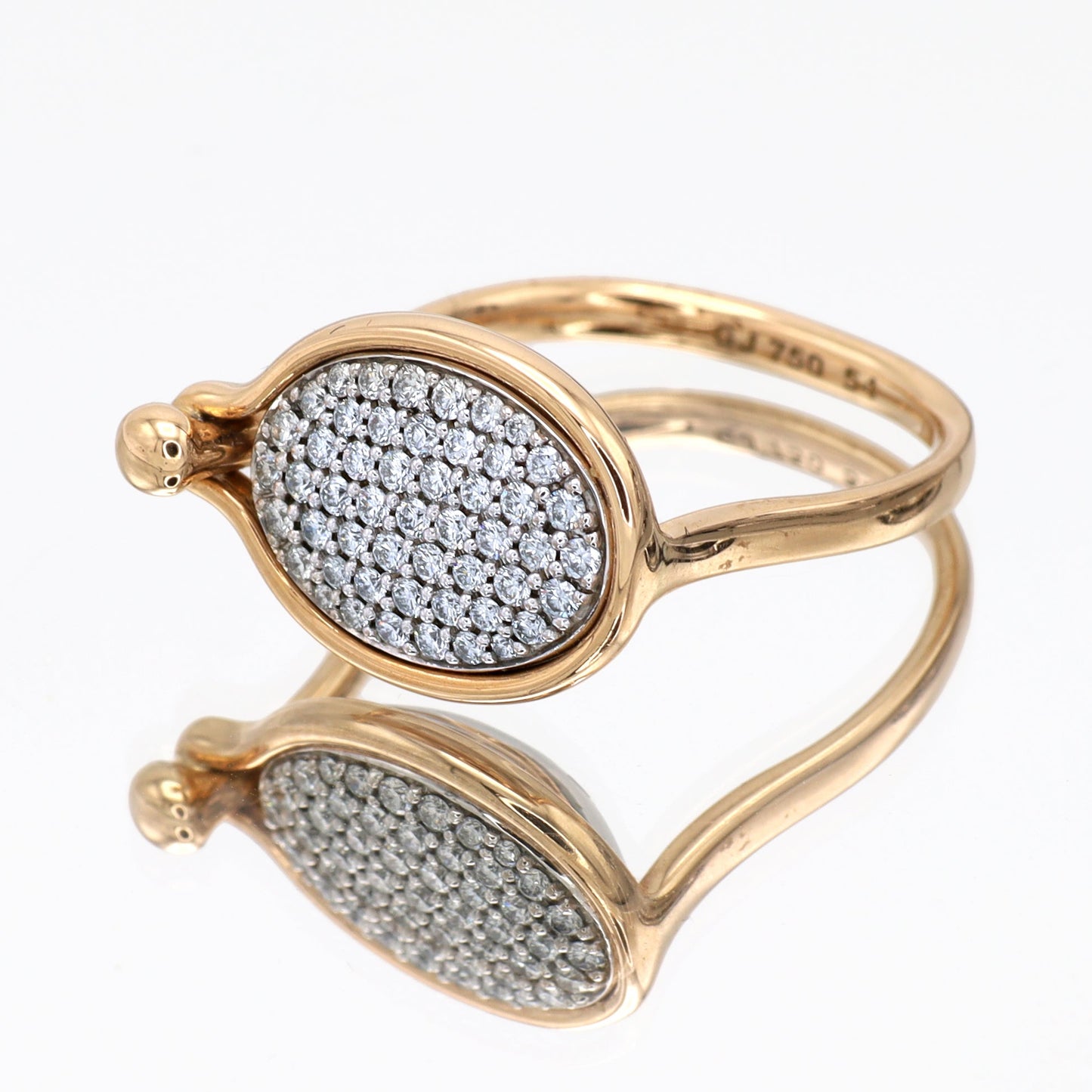 New Georg Jensen 18KT Rose and White Gold Savannah Ring No 1506B by Vivianna Torun