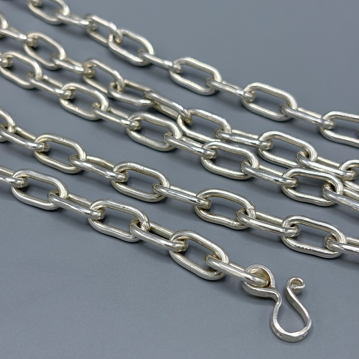 Estate Long Sterling Silver Long Link Chain Necklace