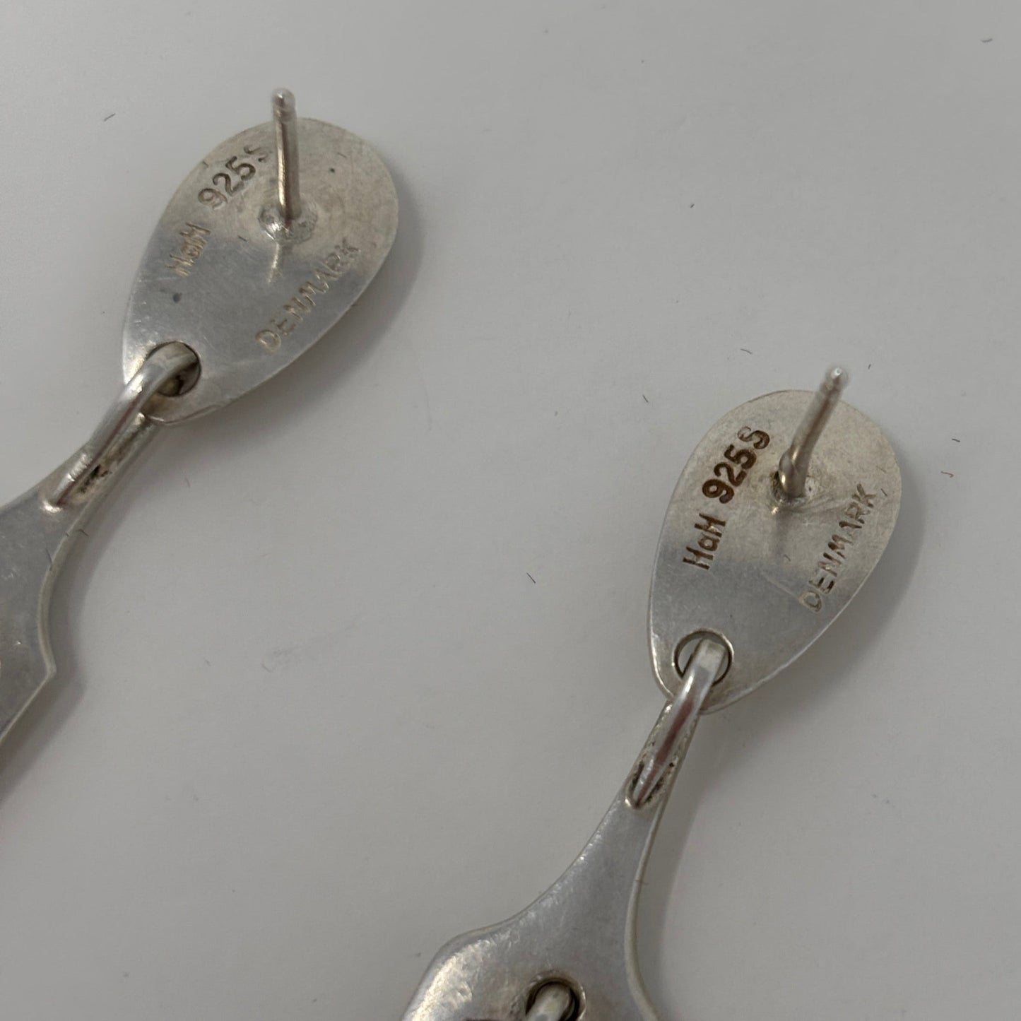 Estate Hans Hansen Sterling Silver Modernist Vertical Rectangle Dangle Earrings by Karl Gustav Hansen