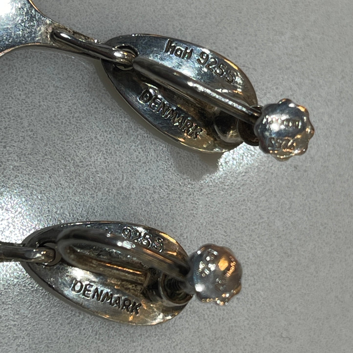 Estate Sterling Silver Modernist Lilypad Dangle Earrings by Hans Hansen