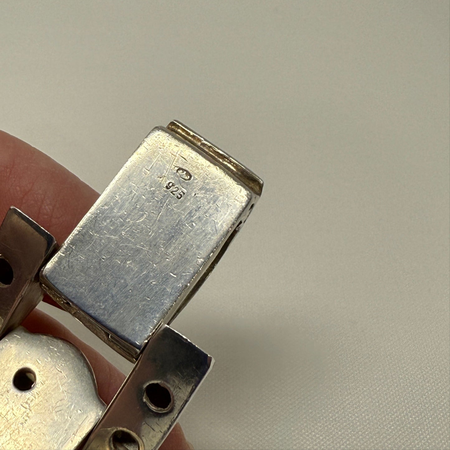 Estate Sterling Silver Geometric Bracelet with Heavy Links