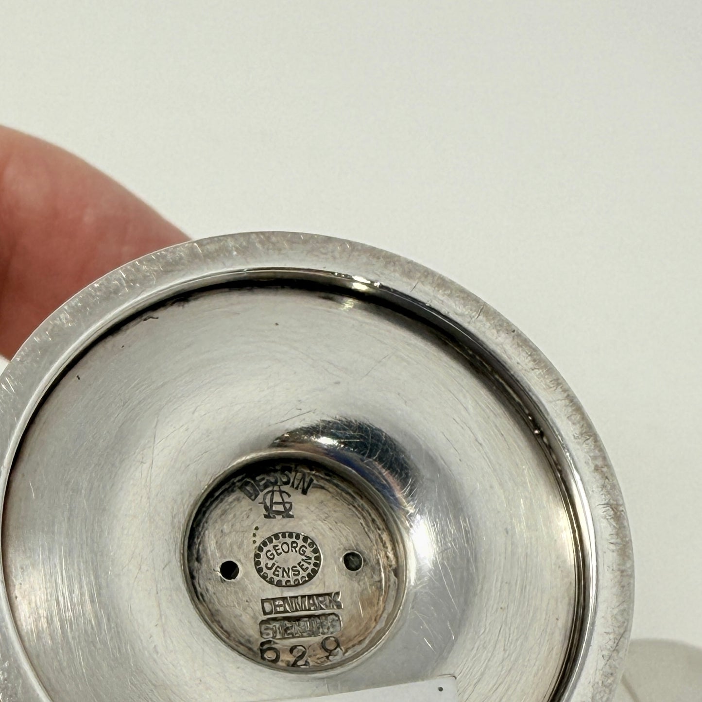 Georg Jensen Sterling Silver Mustard Pot in the "Cactus" Pattern No 629