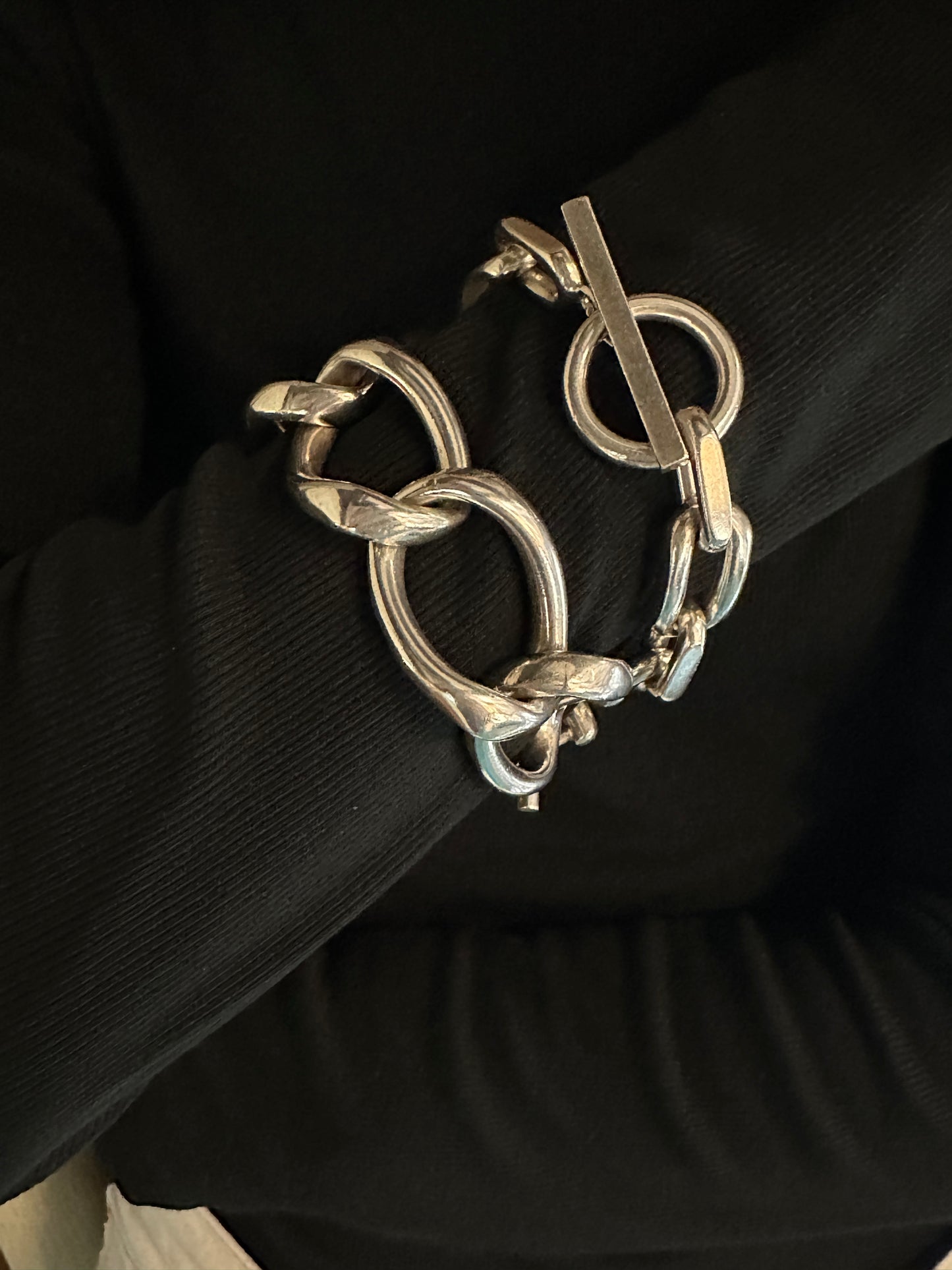 Estate Sterling Silver Extra Large Oval Link Bracelet