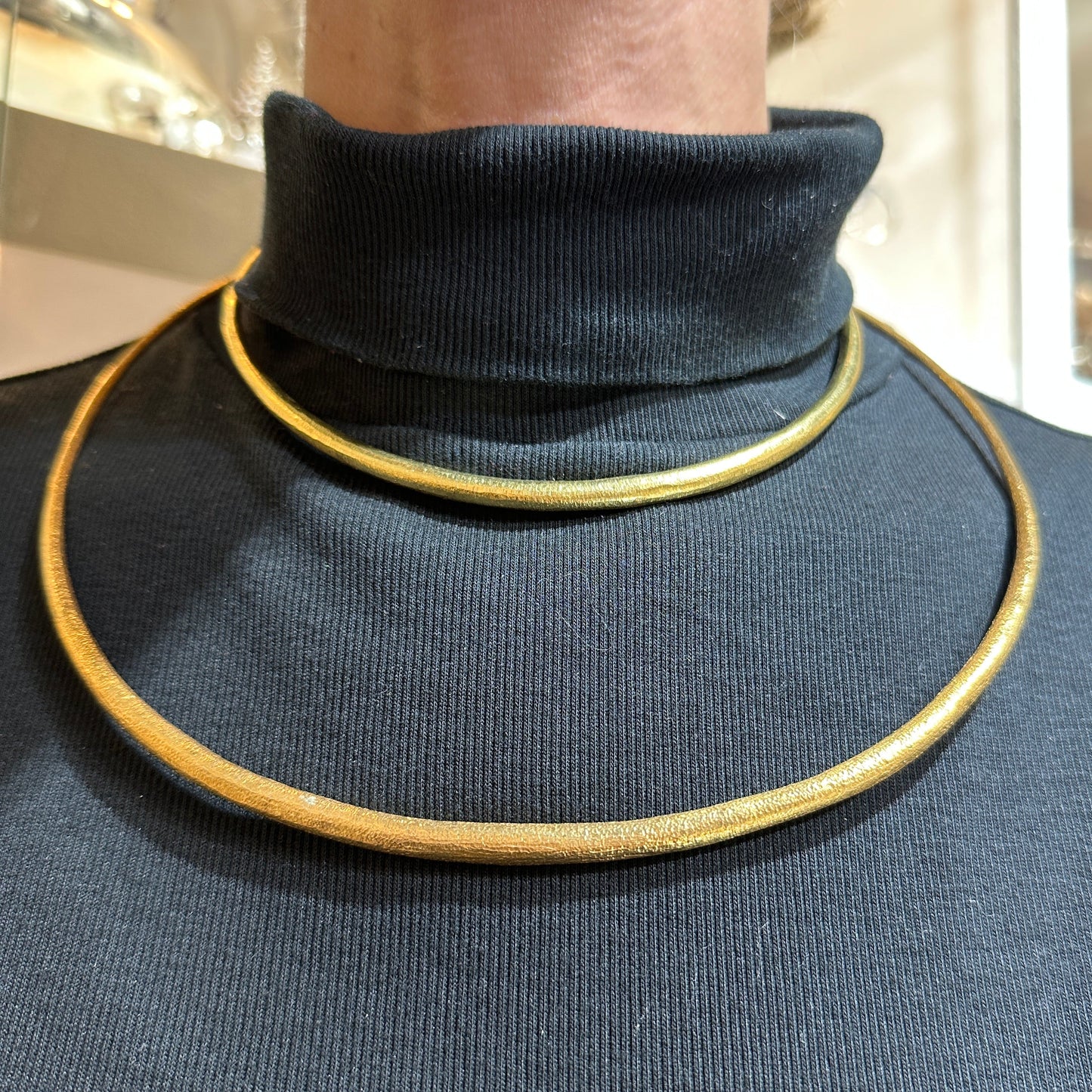 Estate Sterling Silver w/ 24KT Gold Vermeil Small Torque Neck Ring by John Iversen