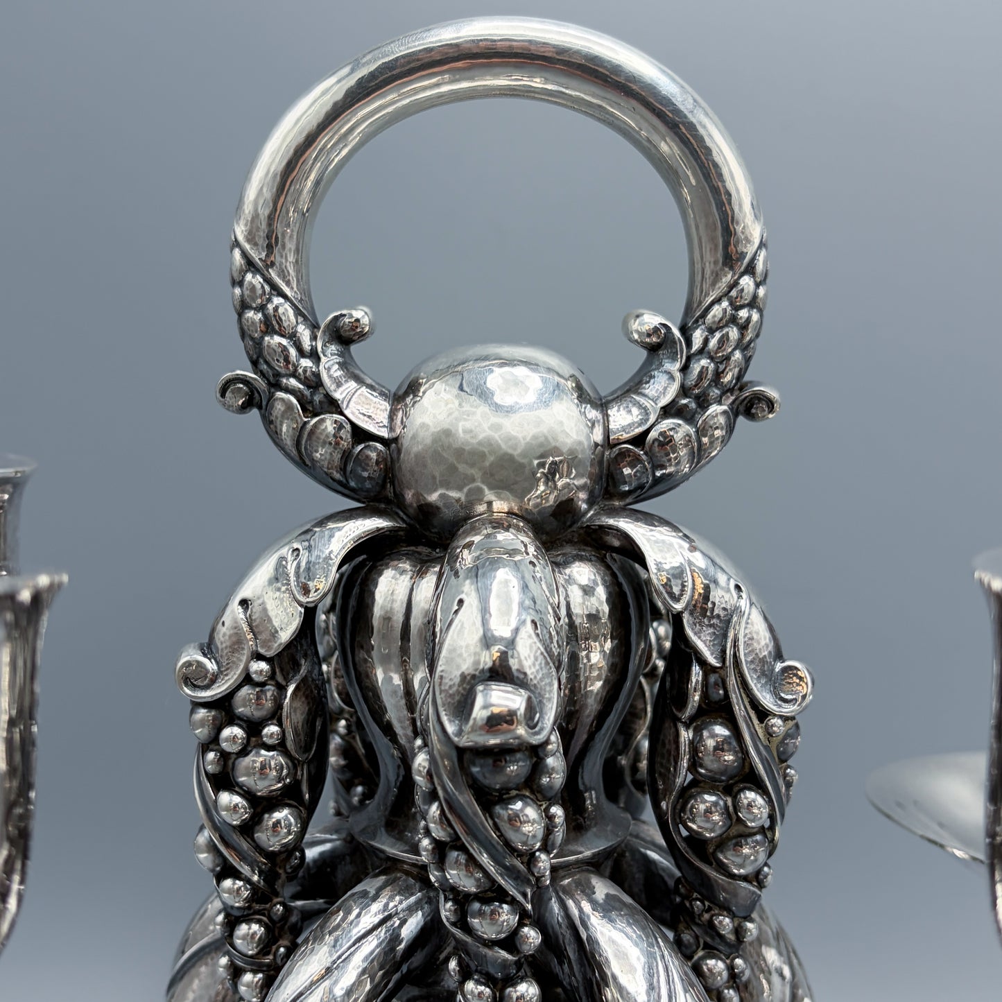 Estate Sterling Silver Pair of Five Light “Octopus” Candelabra No 383A by Georg Jensen 3082g - 14" wide x 11" H