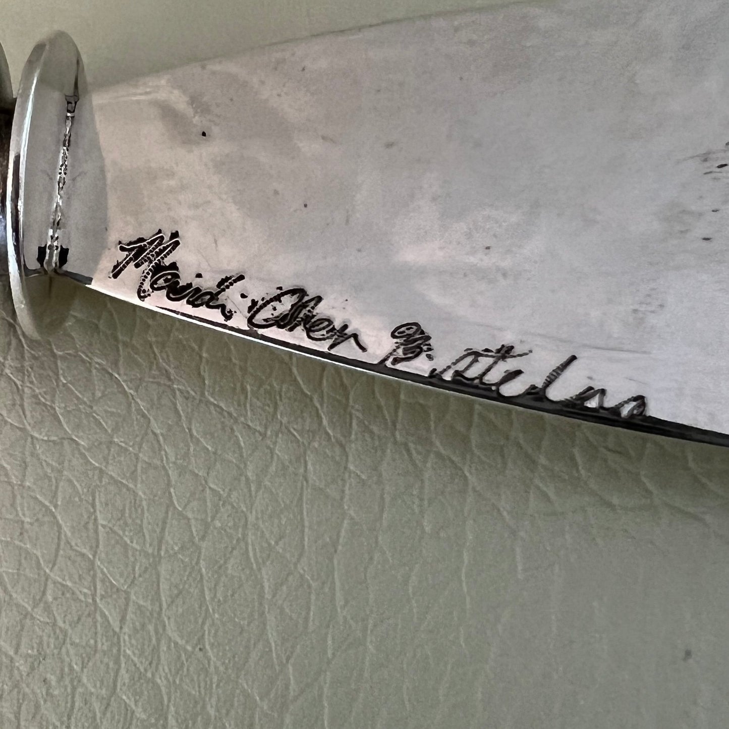 Mardi Jo Cohen Handmade All Sterling Silver Memphis Design Dessert Fork and Dessert Spoon Set with Geometric Pattern