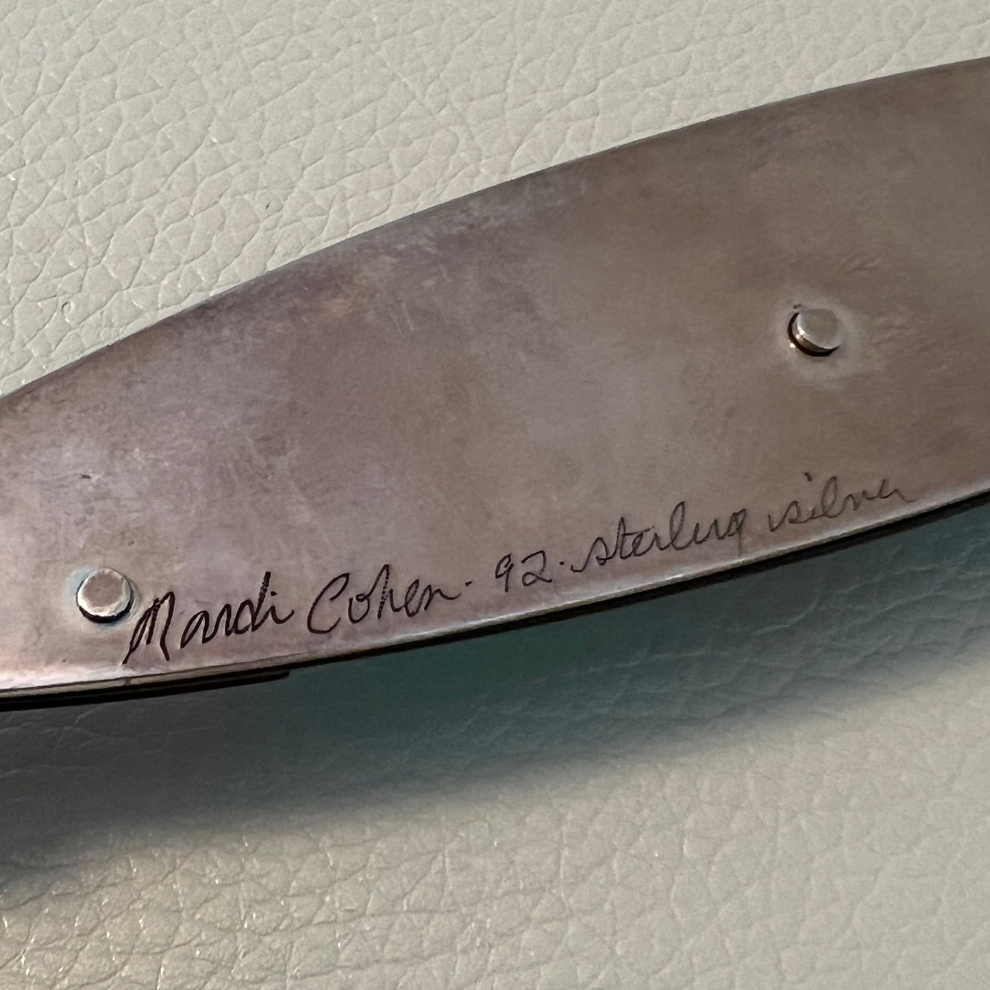 Mardi Jo Cohen Handmade Sterling Silver & Formica Memphis Design Sugar Spoon with Teapot Finial