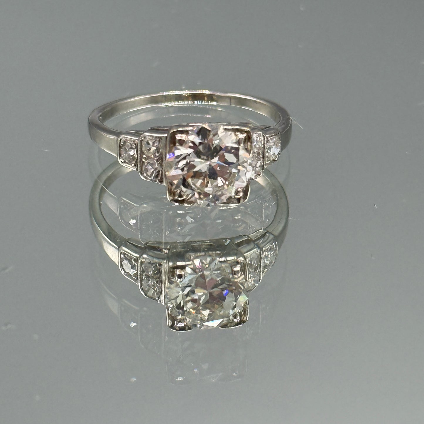 Estate European Diamond Ring in Platinum
