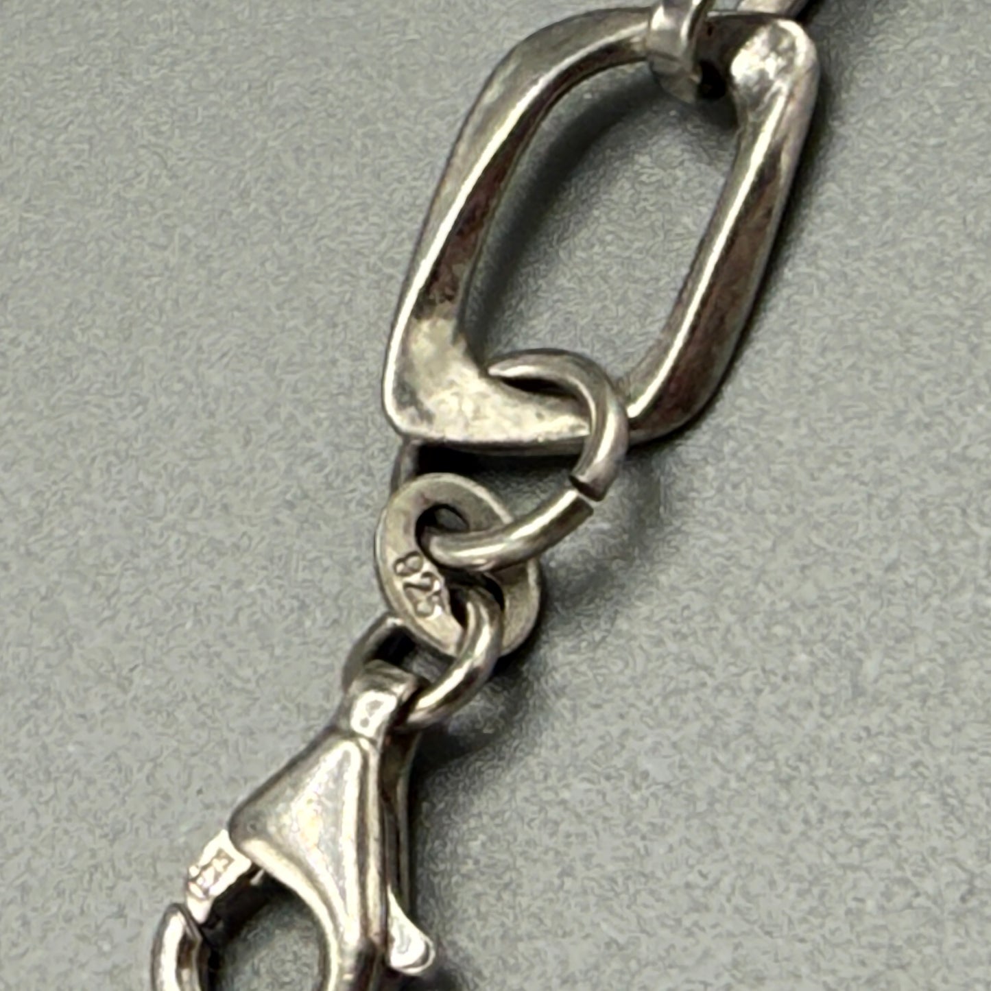 Estate Sterling Silver Geometric Link Chain Necklace