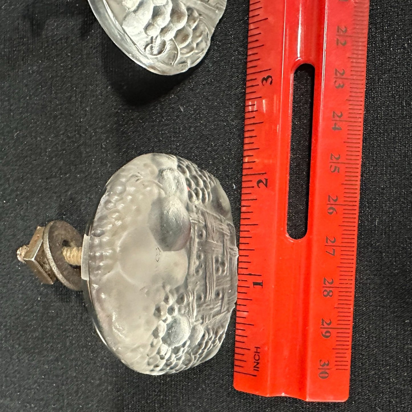 René Lalique Drawer Pulls in Molded Glass Signed R. Lalique