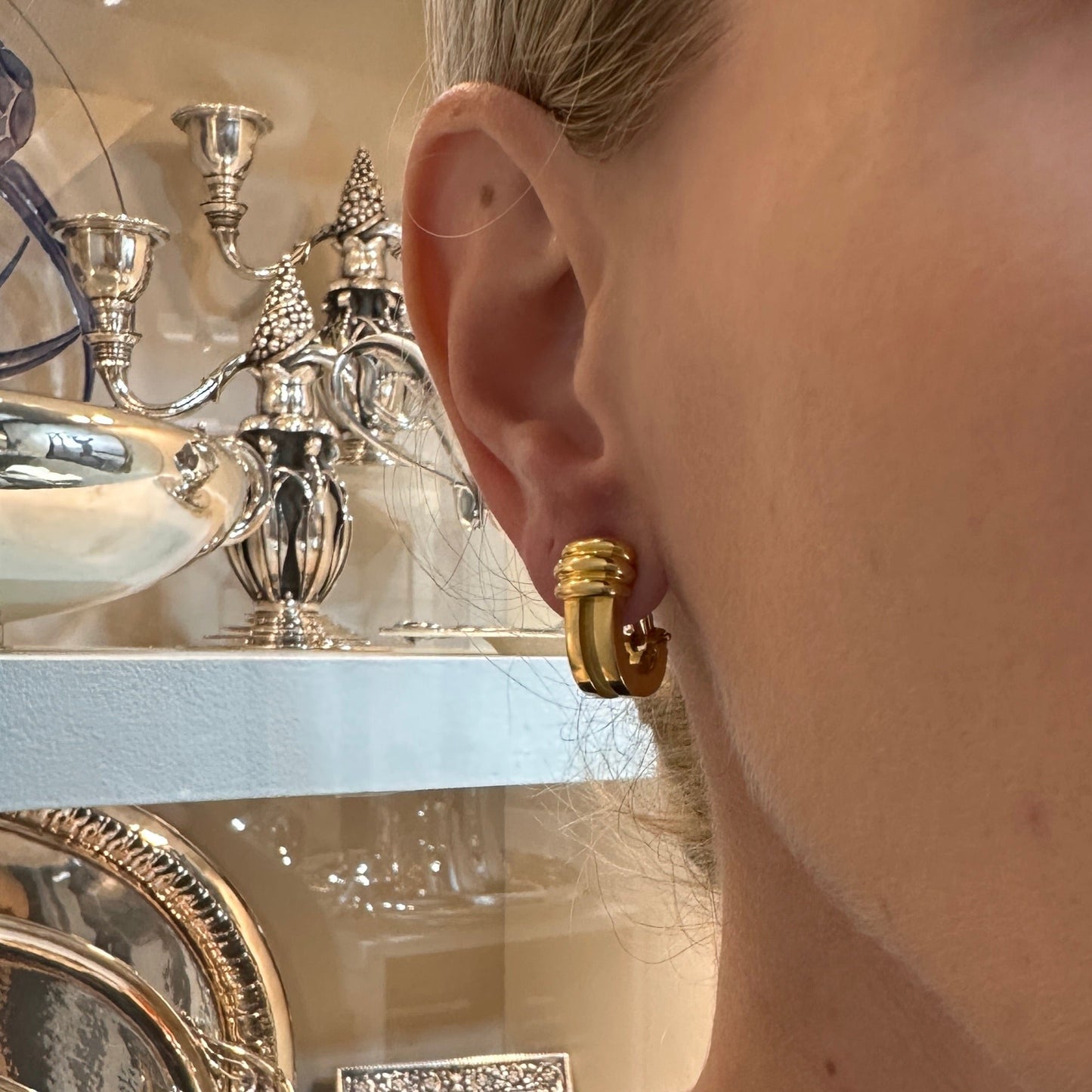 Estate Tiffany & Co. 18K Gold "Atlas" Earrings with Omega Back