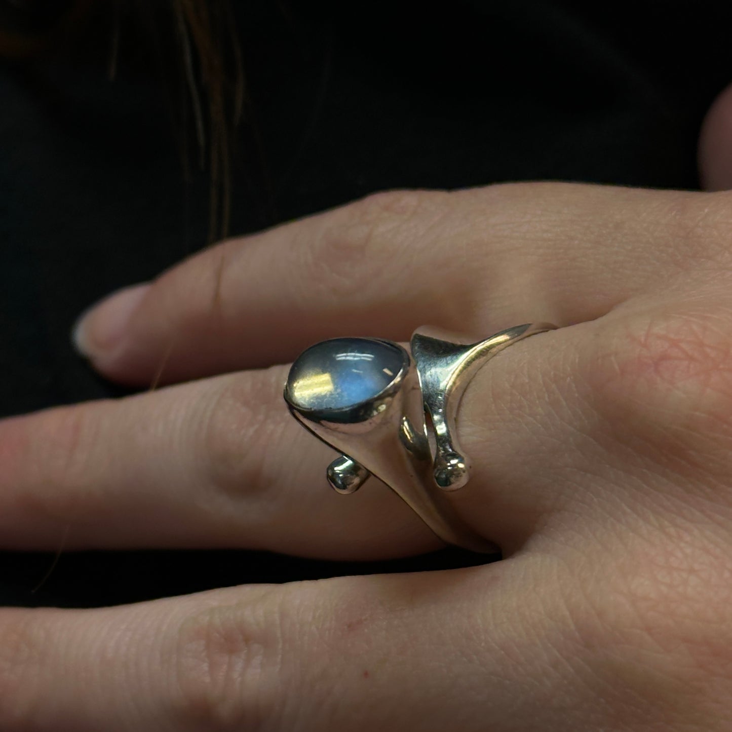 Estate Georg Jensen Sterling Silver Moonstone Ring by Vivianna Torun