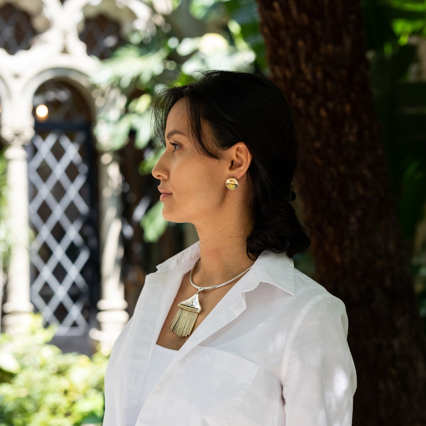 Hans Hansen Sterling Silver and Gilt Pendant Necklace, No.314 By Bent Gabrielsen