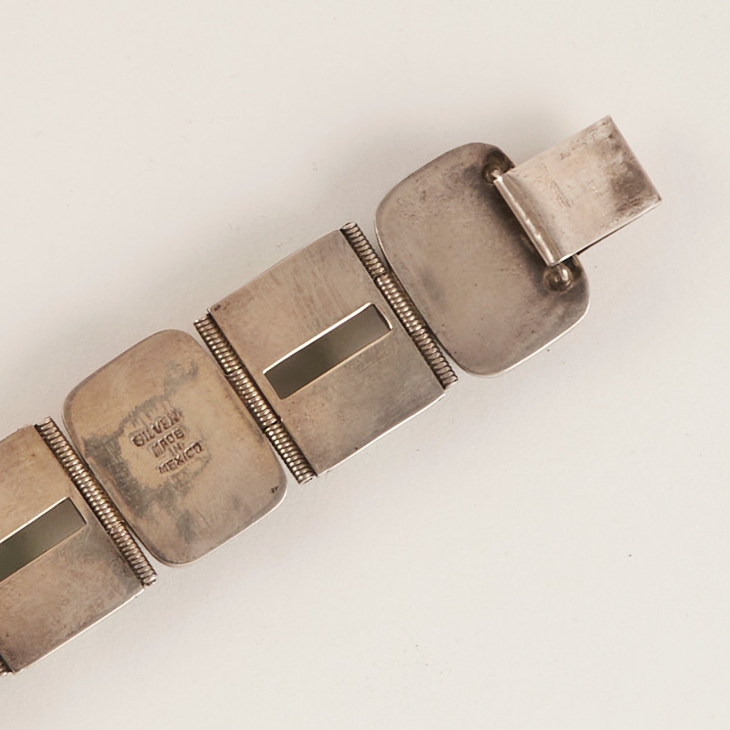 Sterling Silver Bracelet with Amethyst and Green Stone