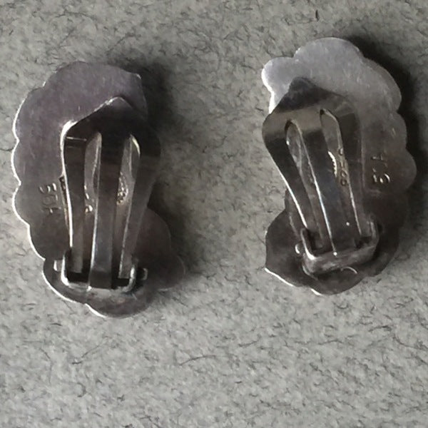 Georg Jensen Sterling Silver Leaf Earrings No. 50A by Harald Nielsen