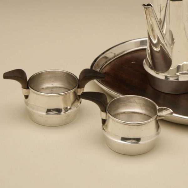 William Spratling Sterling Silver Four Piece Coffee Service with Rosewood Handles