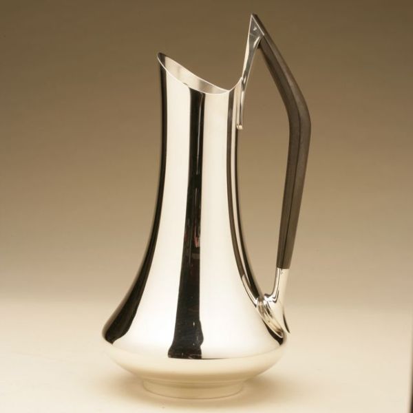 Gorham Modernist Sterling Silver Circa 70 Water Pitcher with Ebony Handle by Donald Colflesh
