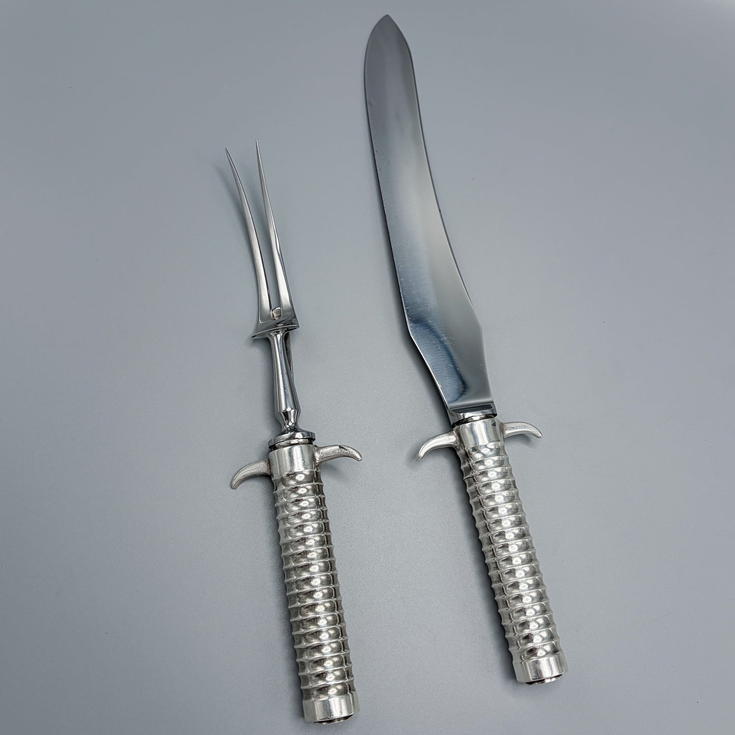 Georg Jensen Large Sterling Silver Bernadotte Steel Carving Set