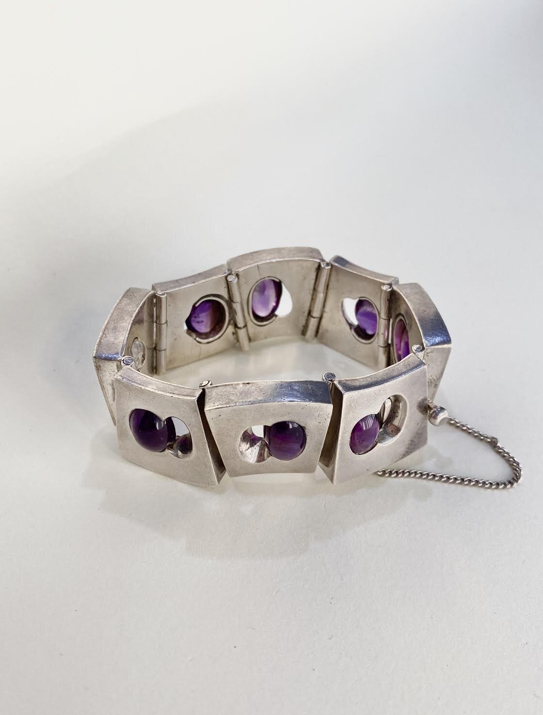 Antonio Pineda Silver and Amethyst Bracelet