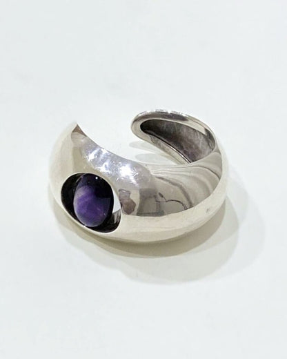 Estate Antonio Pineda .980 Silver and Amethyst Cuff Bracelet