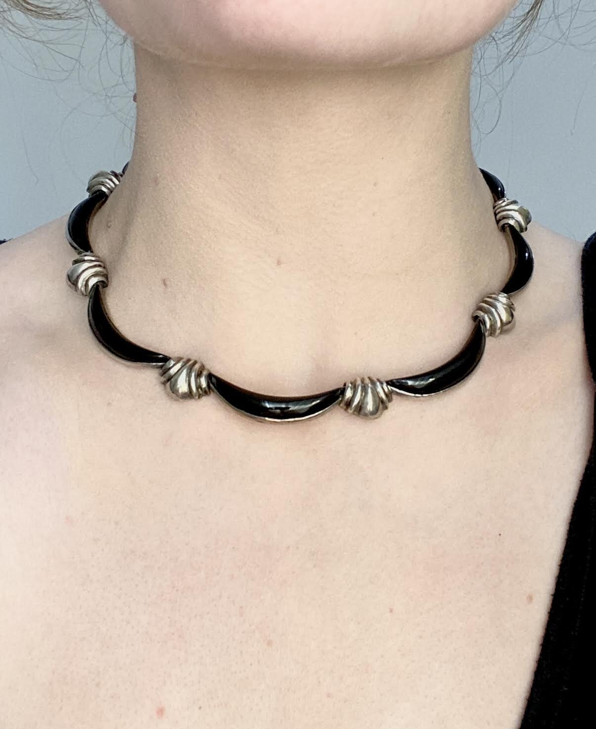 Antonio Pineda Silver and Obsidian Necklace