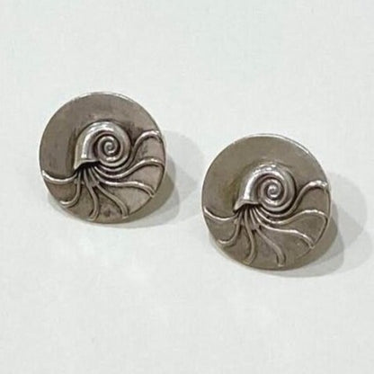 Estate Georg Jensen Sterling Silver "Nautilus" Earrings No. 95