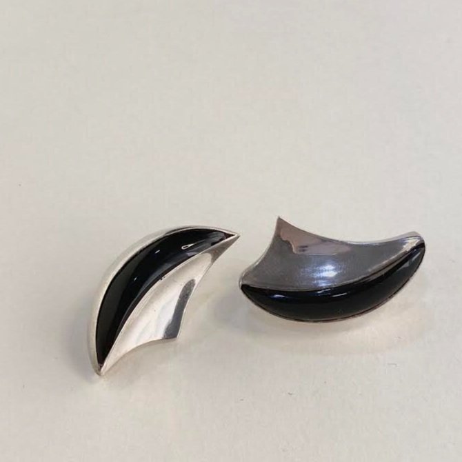 Antonio Pineda Silver and Obsidian Earrings