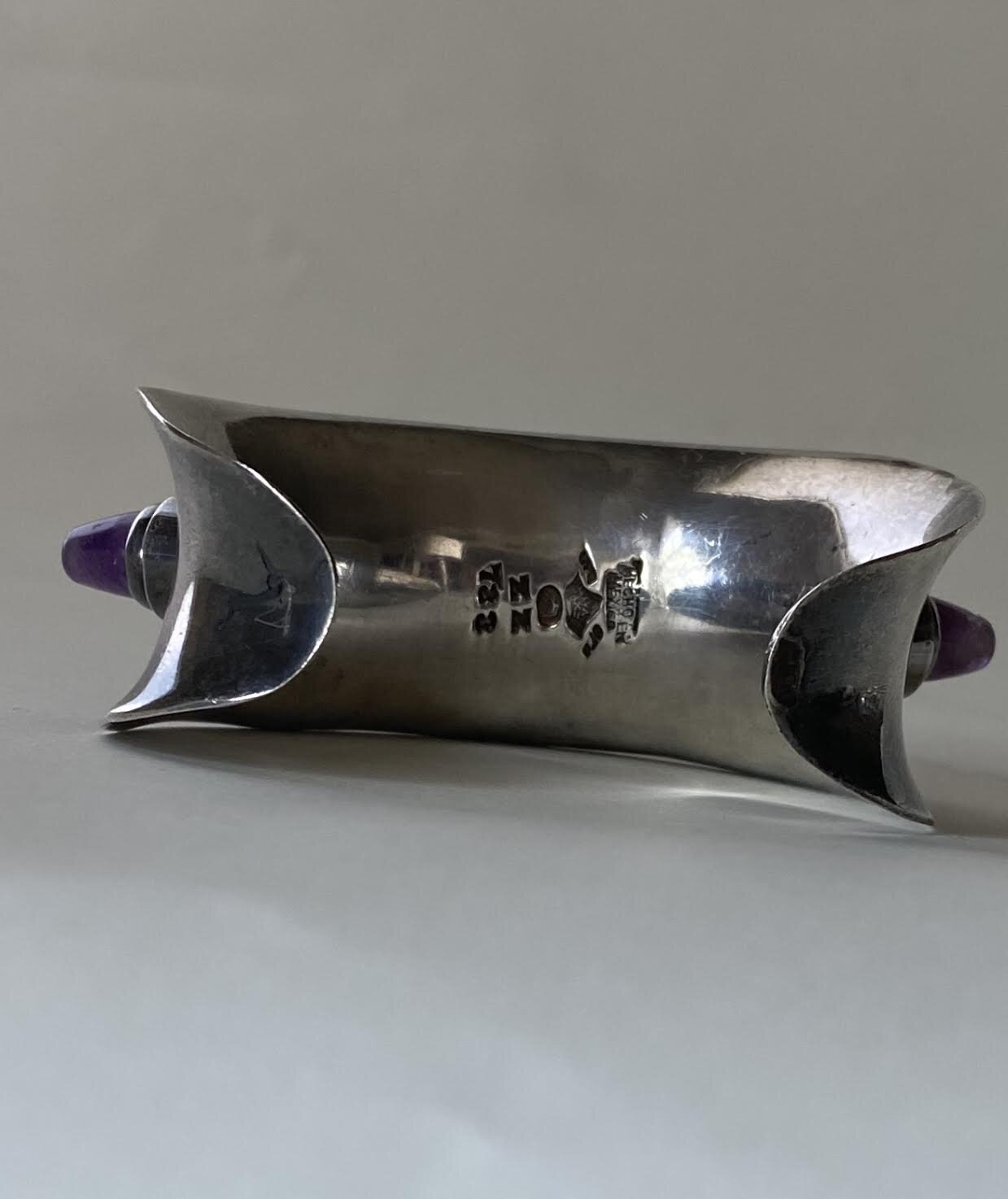 Antonio Pineda Silver and Amethyst Cuff Bracelet