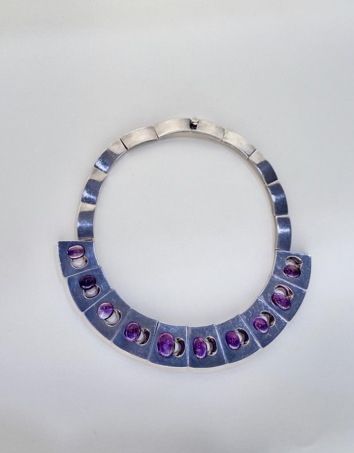 Estate Antonio Pineda Silver and Amethyst Collar Necklace