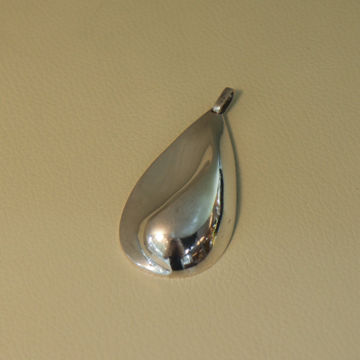 French Sterling Silver Sculptural Silver Tear Shaped Drop Pendant