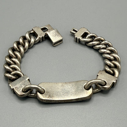 Estate Sterling Silver Curb Chain Identity Bracelet by Brenda Schoenfeld