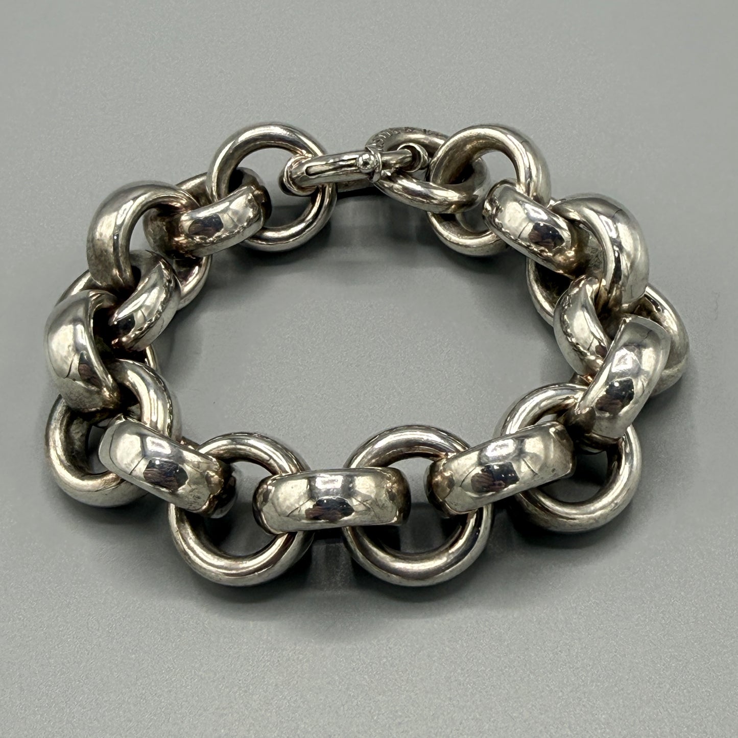Estate Sterling Silver Chunky Round Link Bracelet by Thistle & Bee
