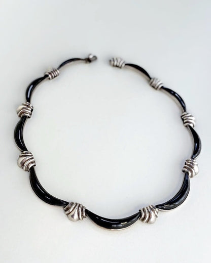 Antonio Pineda Silver and Obsidian Necklace