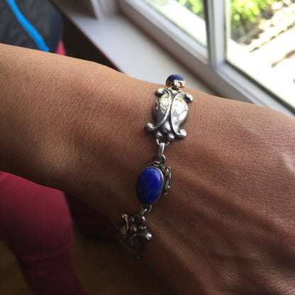 Georg Jensen Sterling Silver Bracelet with Lapis, Design No. 15