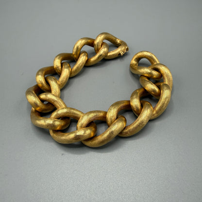 Estate 18kt Gold Textured Curb Large Link Bracelet by UNOAERRE