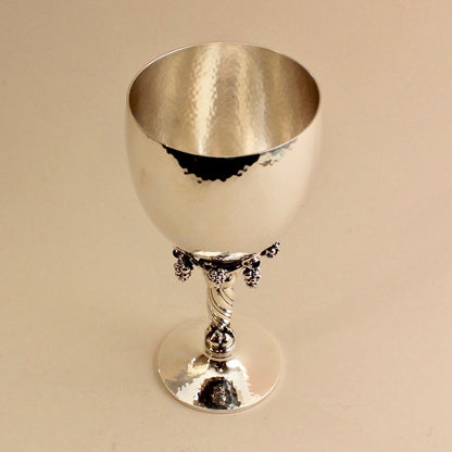 Georg Jensen Large Sterling Silver Wine Goblet No. 263A With Amethyst Cabochons