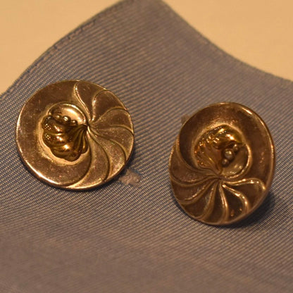 Estate Georg Jensen Sterling Silver and Gold "Nautilus" Cufflinks No. 53