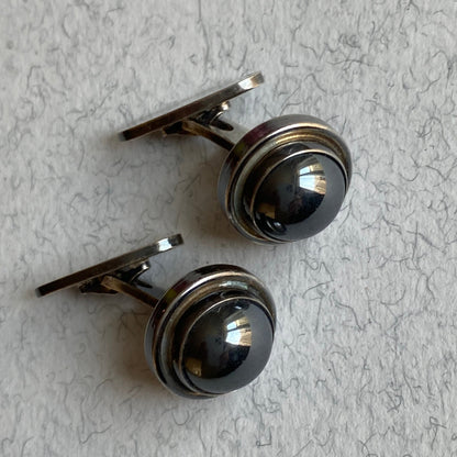 Estate Georg Jensen Sterling Silver Cufflinks with Hematite by Harald Nielsen No. 44D