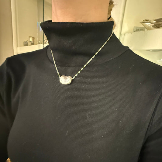 Estate Tiffany & Co. Elsa Peretti Sterling Silver Pebble Pendant Necklace