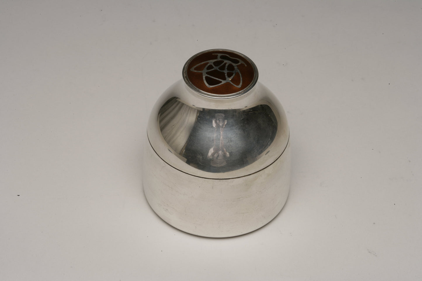 Estate Georg Jensen Sterling Silver Enameled Tea Caddy by Henning Koppel