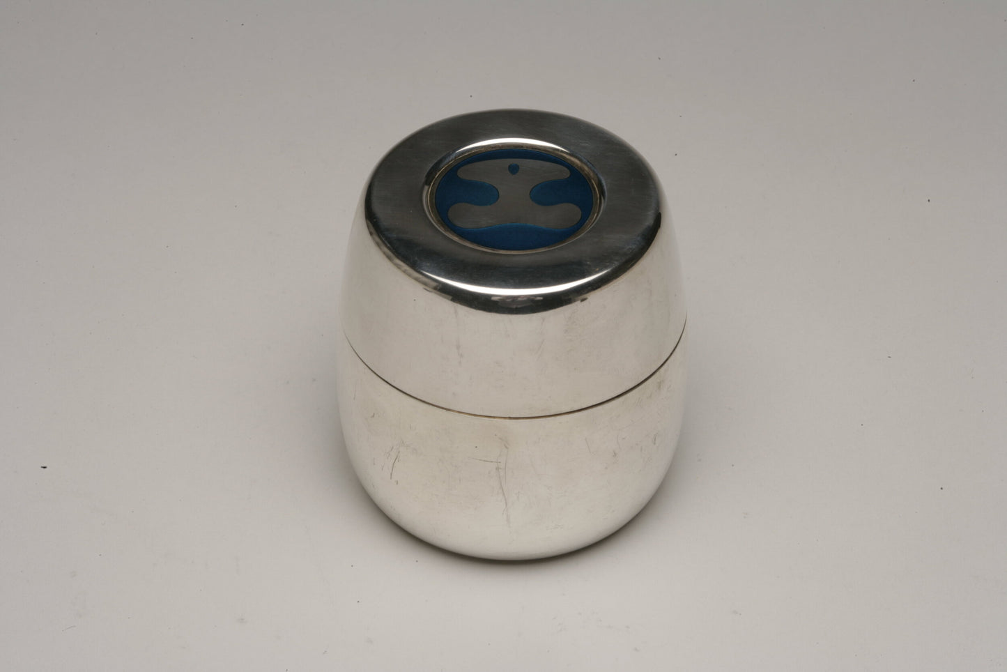 Estate Georg Jensen Sterling Silver Enameled Tea Caddy by Henning Koppel