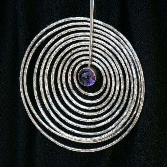 JUST PENDANT Georg Jensen Sterling Silver and Amethyst Pendant By Bent Gabrielsen No. 145