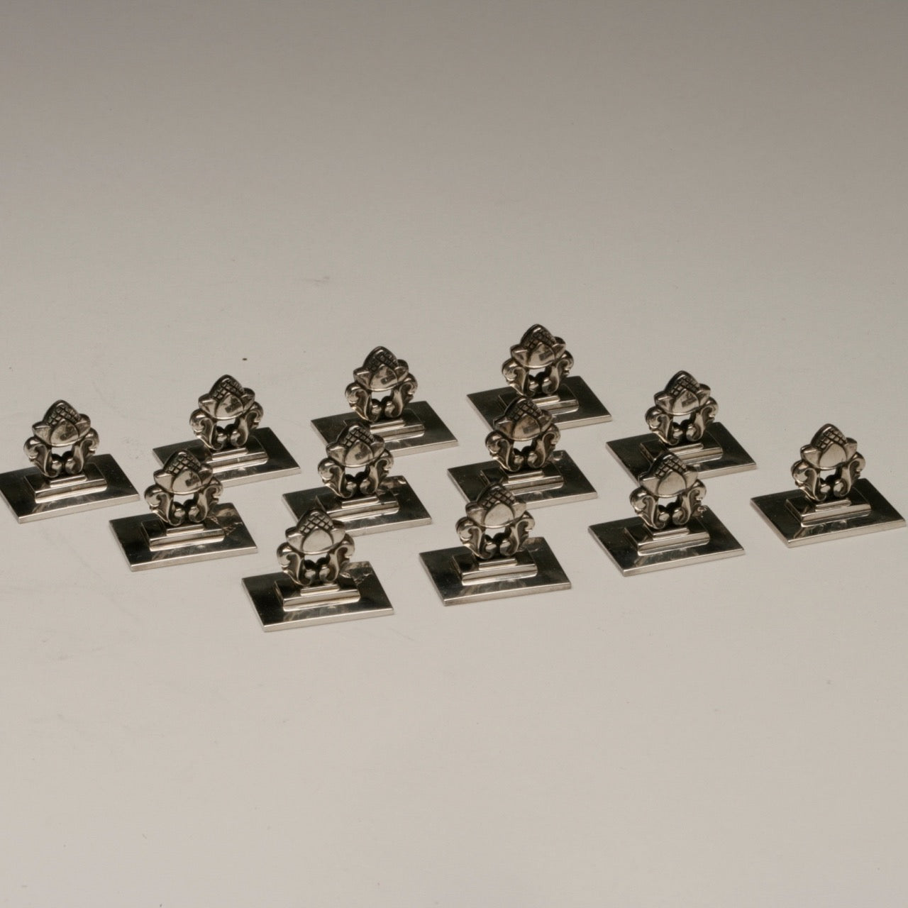 Georg Jensen Sterling Silver Set of Twelve Place Card Holders