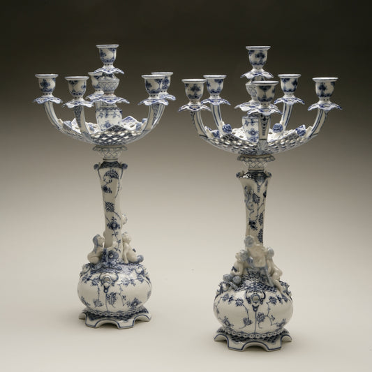 Royal Copenhagen Pair of Porcelain Candelabra by Arnold Krog