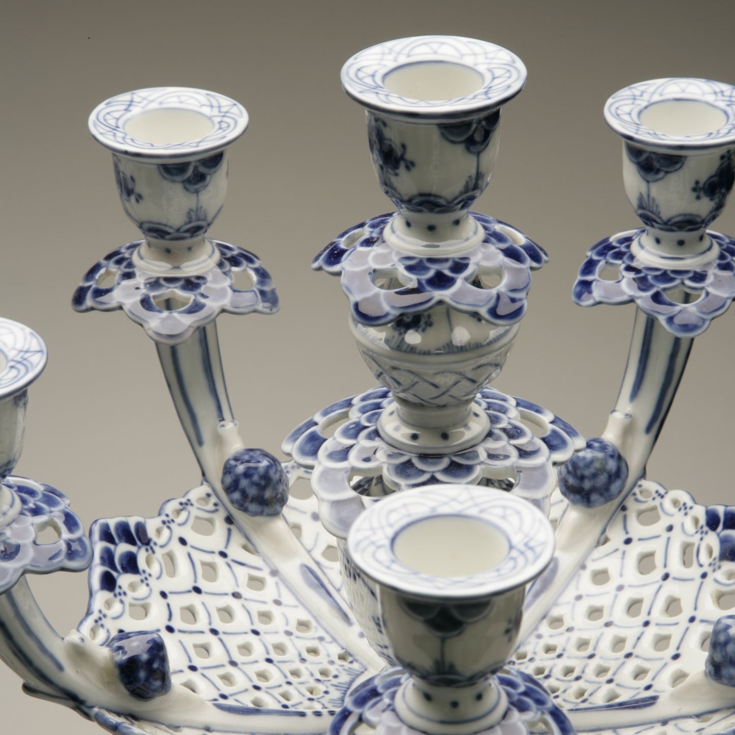 Royal Copenhagen Pair of Porcelain Candelabra by Arnold Krog