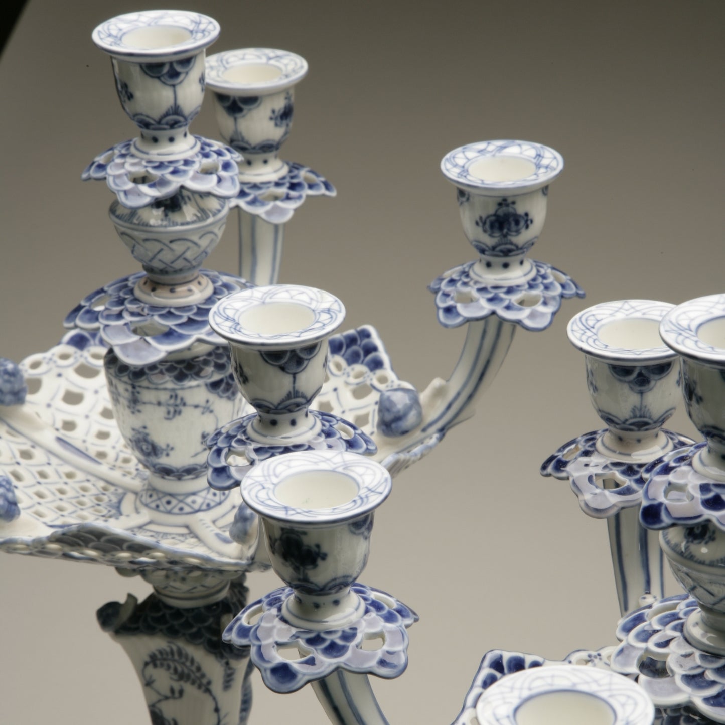 Royal Copenhagen Pair of Porcelain Candelabra by Arnold Krog